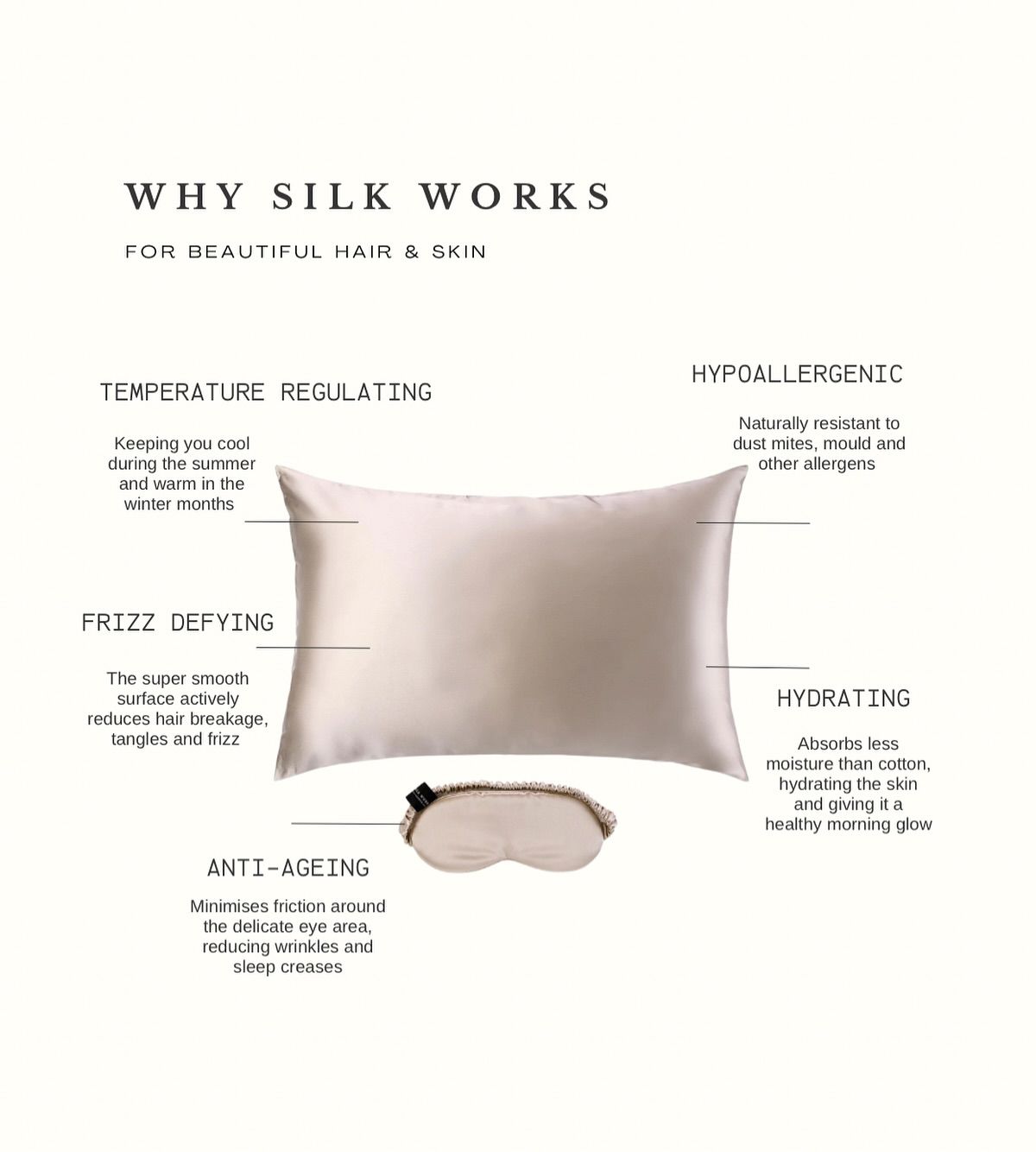 Pure Silk Pillow Case Champagne